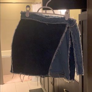 Wrap denim skirt